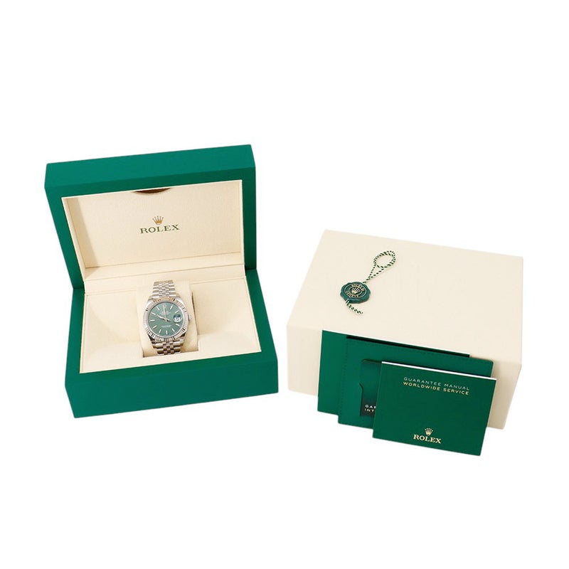 ロレックス デイトジャスト41 SS/K18WG ランダムシリアル ルーレット 126334 ROLEX 腕時計 ミントグリーン文字盤