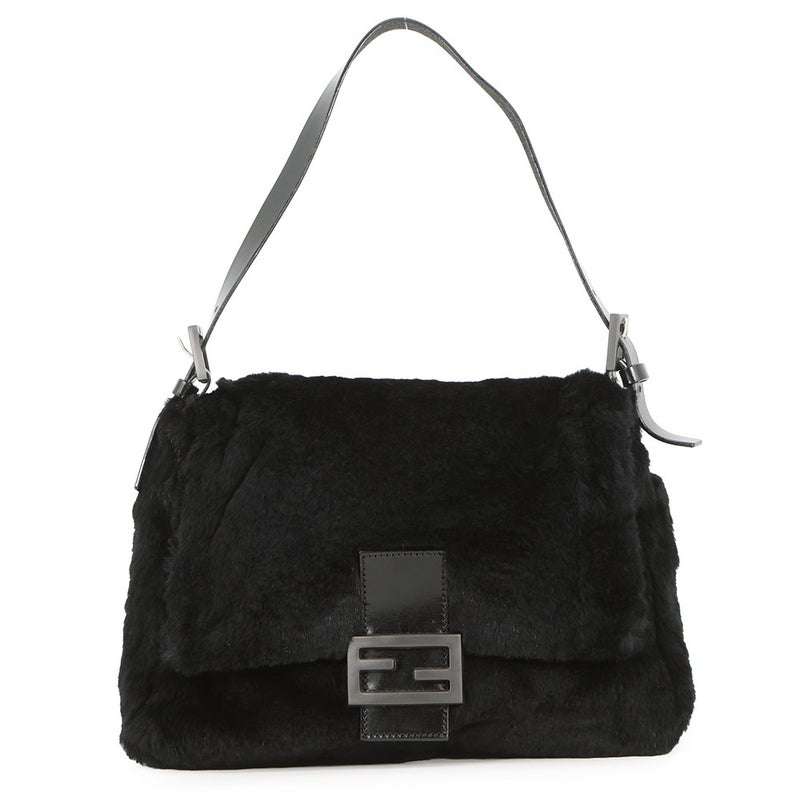 フェンディ ハンドバッグ マンマバケット ファー FENDI ワンショルダーバッグ 黒