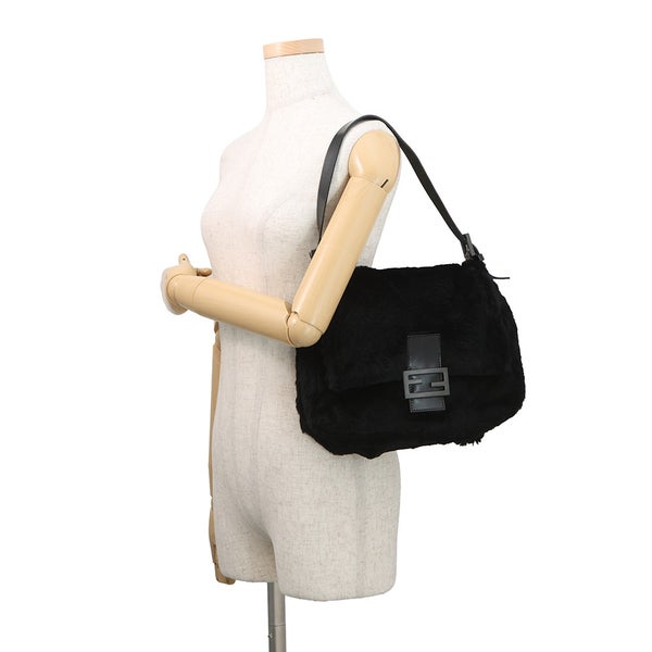 フェンディ ハンドバッグ マンマバケット ファー FENDI ワンショルダーバッグ 黒