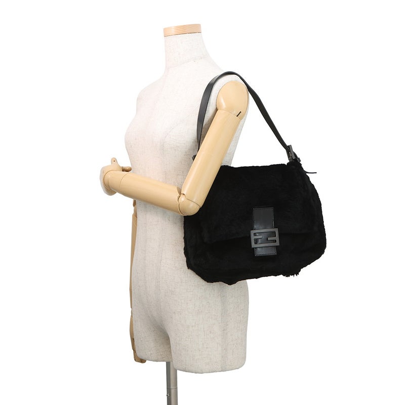 フェンディ ハンドバッグ マンマバケット ファー FENDI ワンショルダーバッグ 黒