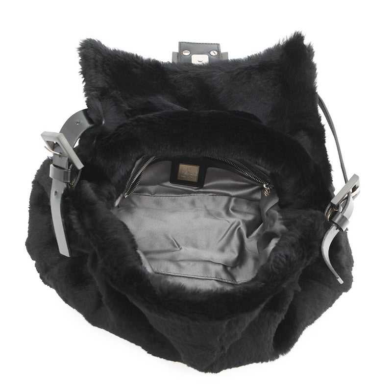 フェンディ ハンドバッグ マンマバケット ファー FENDI ワンショルダーバッグ 黒