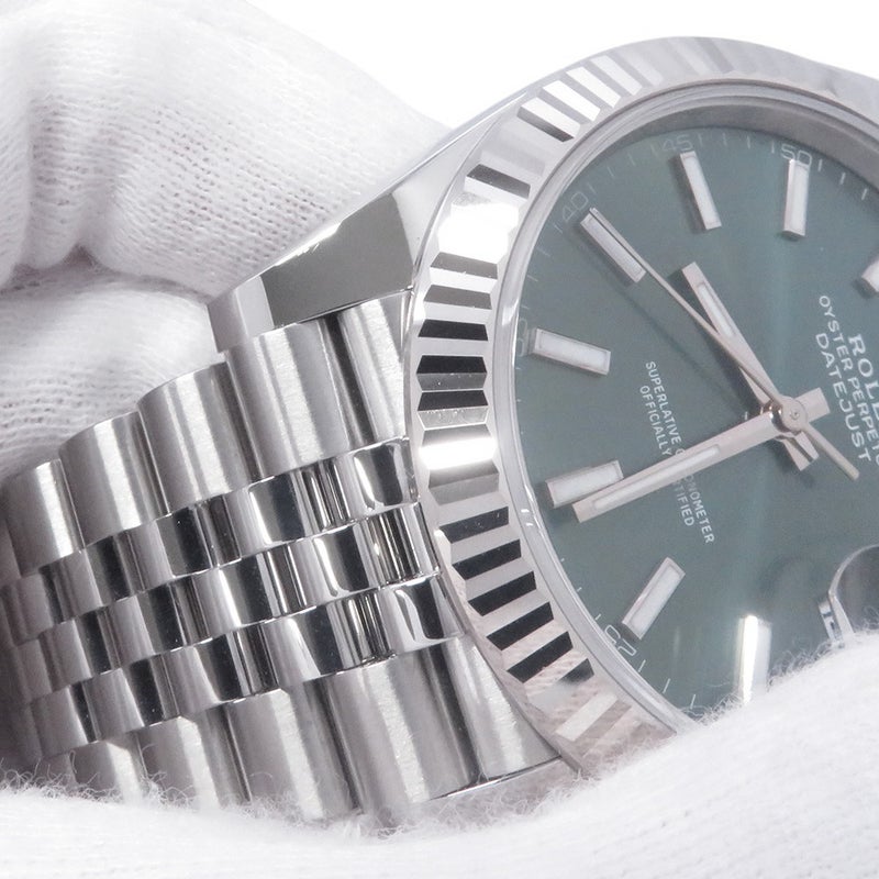 ロレックス デイトジャスト41 SS/K18WG ランダムシリアル ルーレット 126334 ROLEX 腕時計 ミントグリーン文字盤