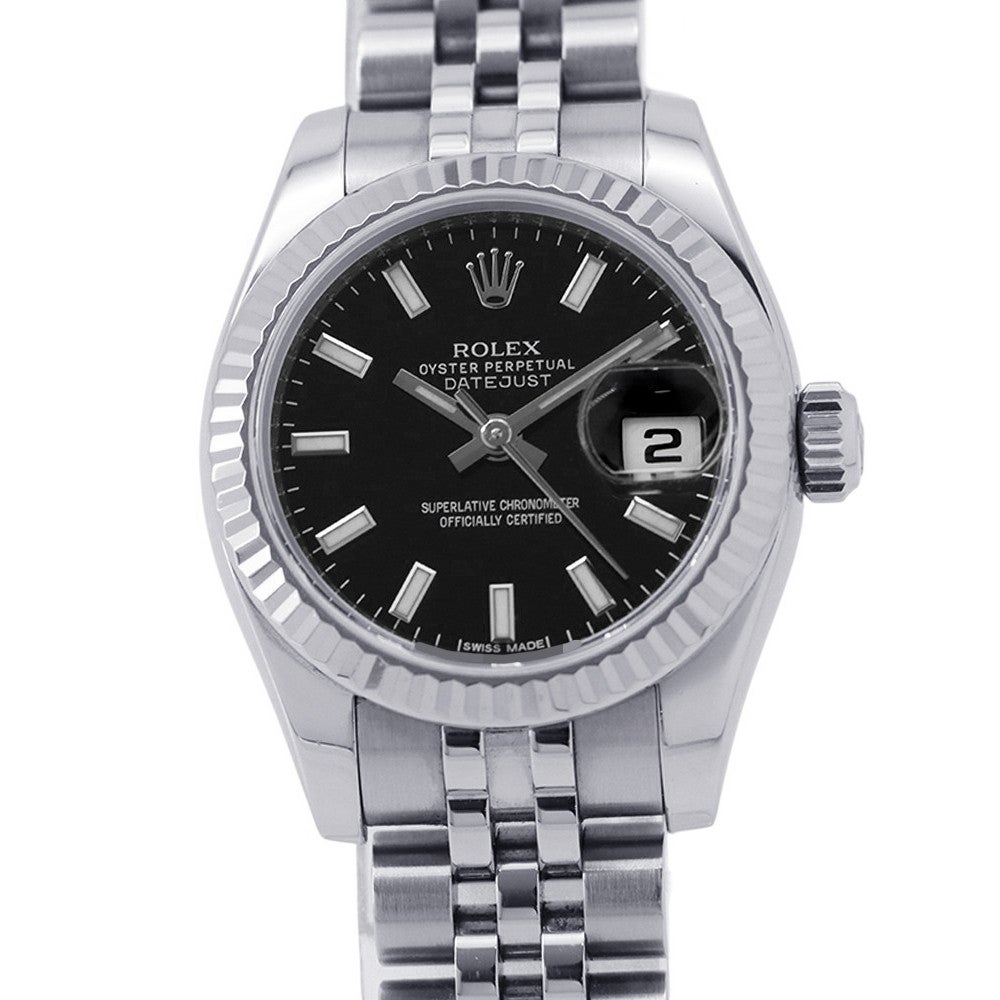 ROLEX(ロレックス) 腕時計美品  デイトジャスト 179174 レディース K18WG×SS/18コマ+余り3コマ/ランダムルーレット文字盤/ローマンインデックス/ジュビリーブレス/2015 白 ROLEX（ロレックス） デイトジャスト 179174 ブラック SS K18WG