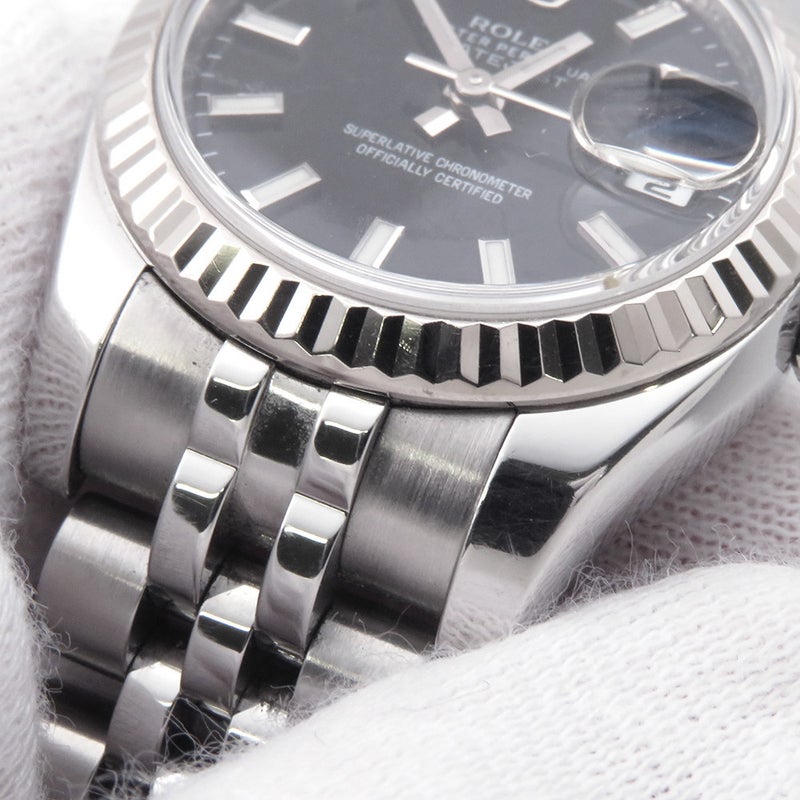 ロレックス デイトジャスト ランダムシリアル ルーレット 179174 ROLEX 腕時計 ウォッチ 黒文字盤
