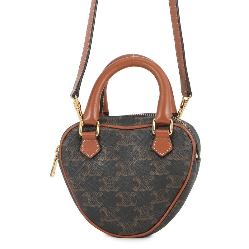 セリーヌ ハンドバッグ トリオンフ ハート PVC/レザー 198222 CELINE 2wayショルダーバッグ ブラウン