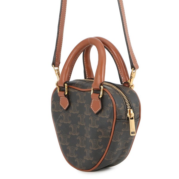 セリーヌ ハンドバッグ トリオンフ ハート PVC/レザー 198222 CELINE 2wayショルダーバッグ ブラウン