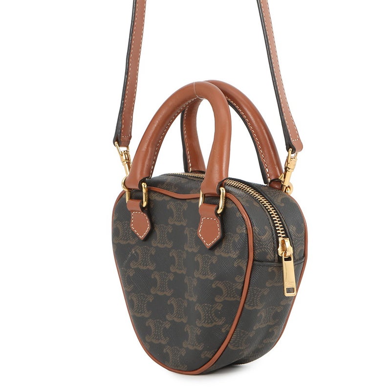 セリーヌ ハンドバッグ トリオンフ ハート PVC/レザー 198222 CELINE 2wayショルダーバッグ ブラウン