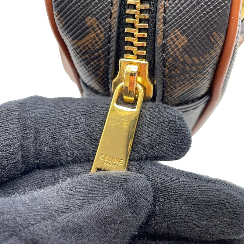 セリーヌ ハンドバッグ トリオンフ ハート PVC/レザー 198222 CELINE 2wayショルダーバッグ ブラウン