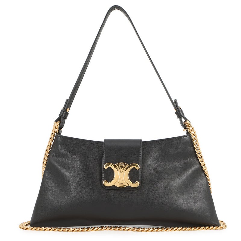 セリーヌ ハンドバッグ トリオンフ ウィルターン クラッチ レザー 113673FEO CELINE 2Wayショルダーバッグ 黒