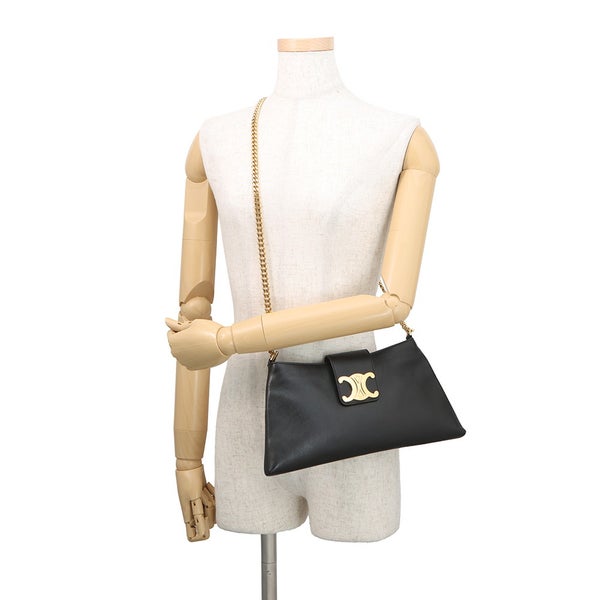 セリーヌ ハンドバッグ トリオンフ ウィルターン クラッチ レザー 113673FEO CELINE 2Wayショルダーバッグ 黒