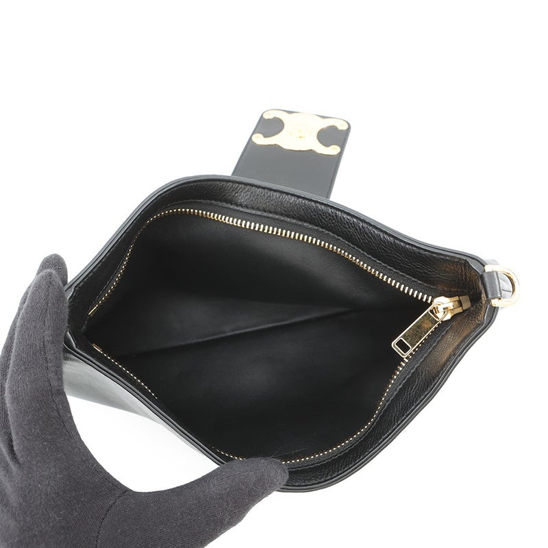 セリーヌ ハンドバッグ トリオンフ ウィルターン クラッチ レザー 113673FEO CELINE 2Wayショルダーバッグ 黒