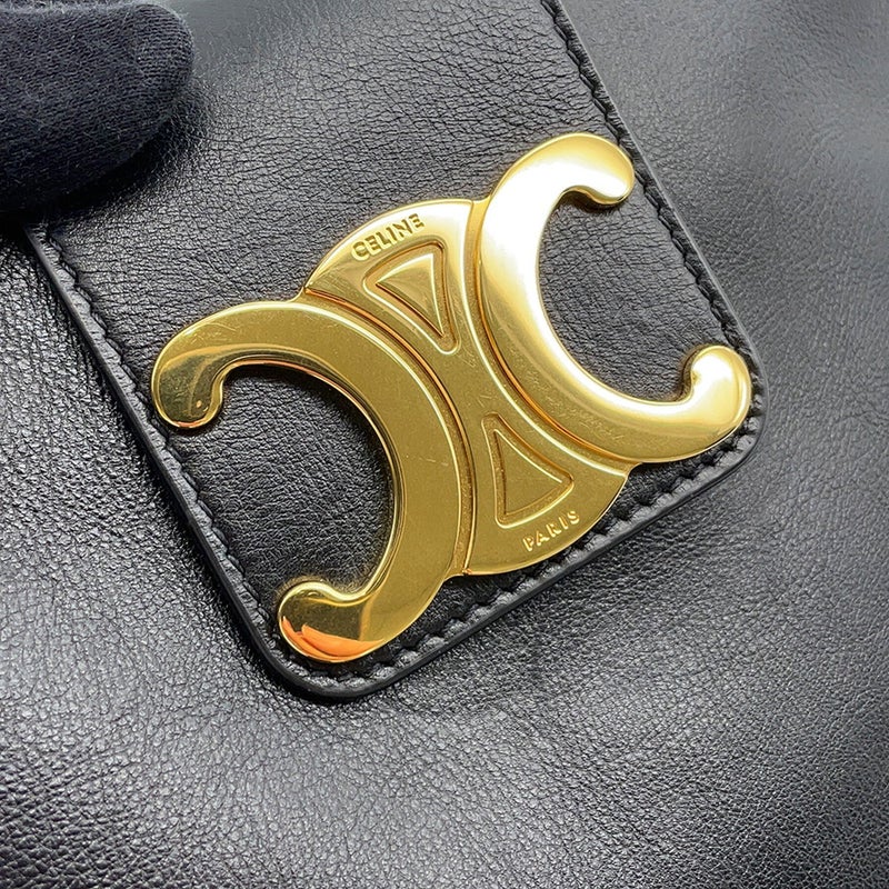 セリーヌ ハンドバッグ トリオンフ ウィルターン クラッチ レザー 113673FEO CELINE 2Wayショルダーバッグ 黒