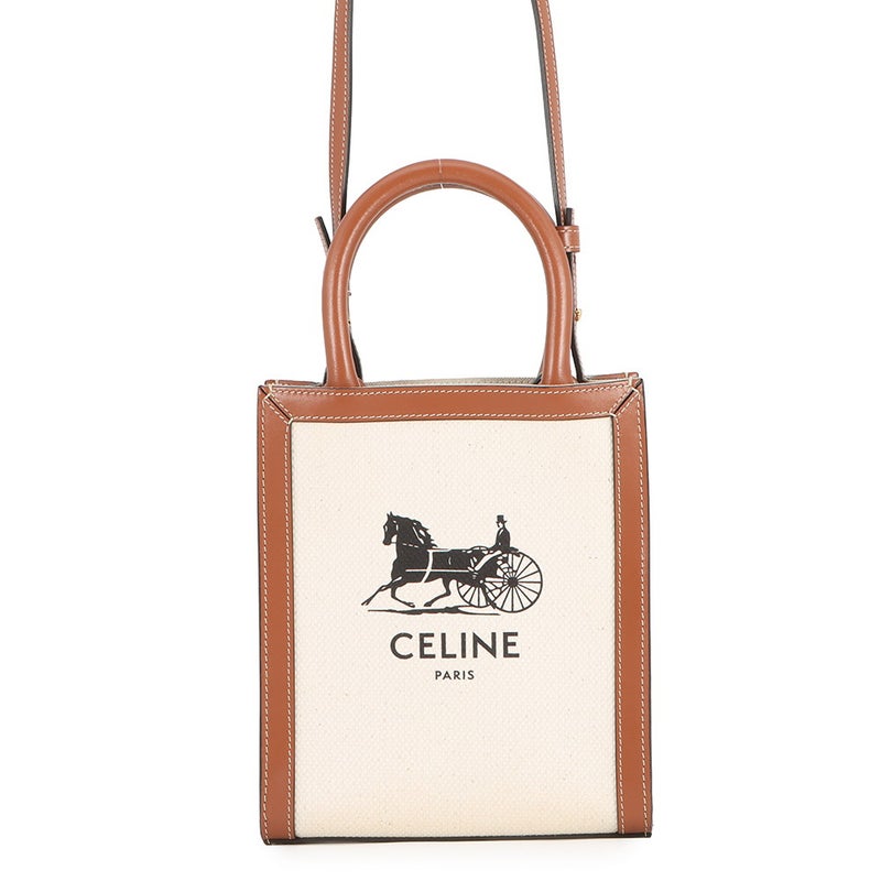 セリーヌ ハンドバッグ ミニ バーティカル カバ 馬車 キャンバス/レザー 193302DCI.02NT CELINE 2wayショルダーバッグ