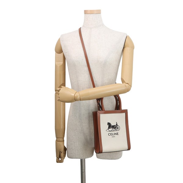 セリーヌ ハンドバッグ ミニ バーティカル カバ 馬車 キャンバス/レザー 193302DCI.02NT CELINE 2wayショルダーバッグ