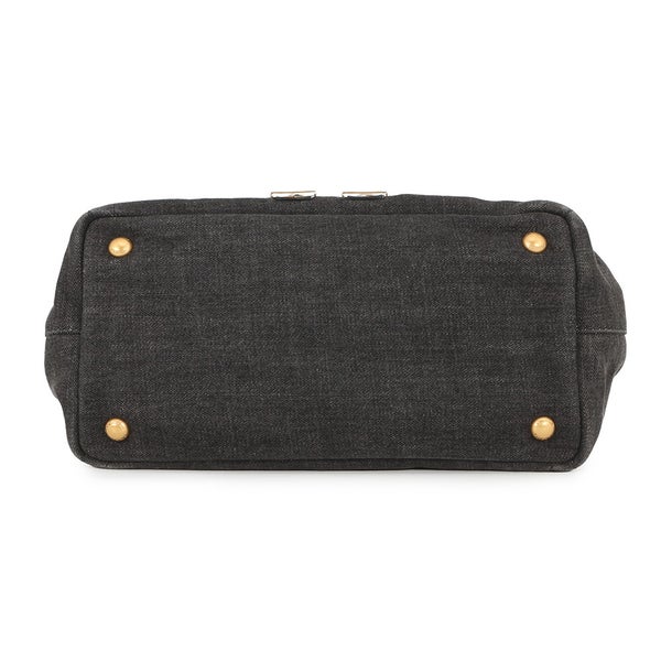 プラダ トートバッグ カナパ CANAPA ロボット デニム/レザー 1BG439 PRADA 2wayショルダーバッグ 黒