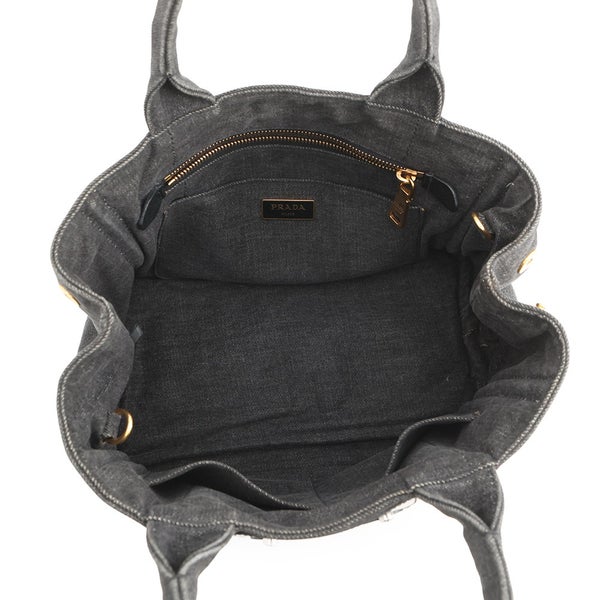 プラダ トートバッグ カナパ CANAPA ロボット デニム/レザー 1BG439 PRADA 2wayショルダーバッグ 黒