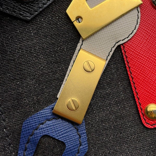 プラダ トートバッグ カナパ CANAPA ロボット デニム/レザー 1BG439 PRADA 2wayショルダーバッグ 黒