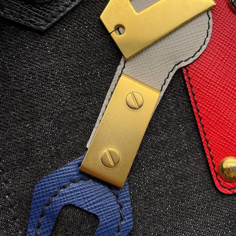 プラダ トートバッグ カナパ CANAPA ロボット デニム/レザー 1BG439 PRADA 2wayショルダーバッグ 黒