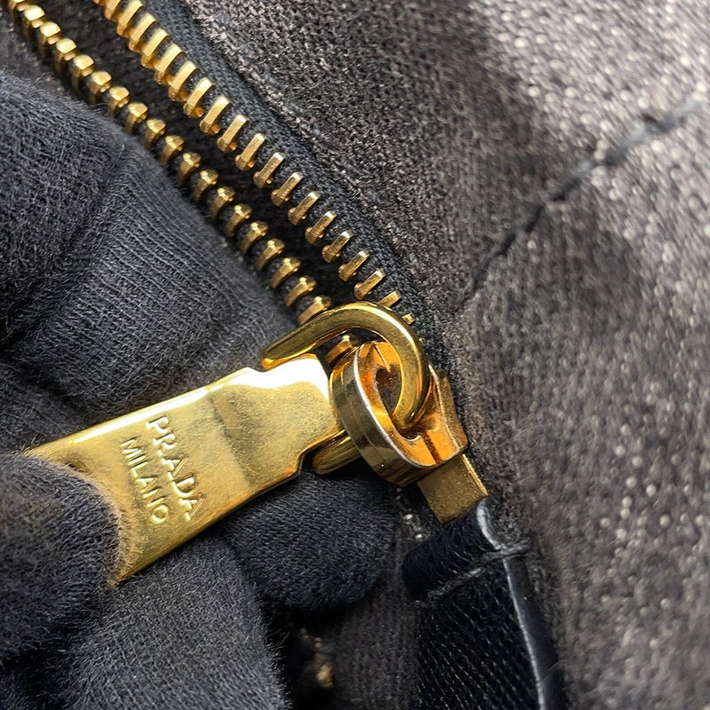 プラダ トートバッグ カナパ CANAPA ロボット デニム/レザー 1BG439 PRADA 2wayショルダーバッグ 黒