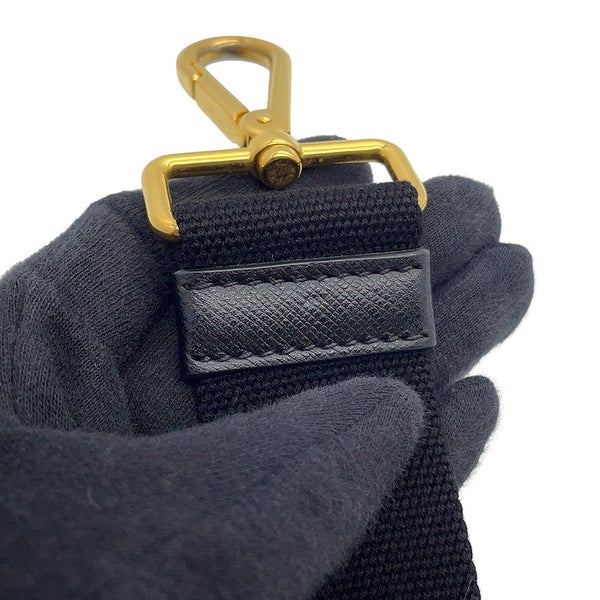 プラダ トートバッグ カナパ CANAPA ロボット デニム/レザー 1BG439 PRADA 2wayショルダーバッグ 黒