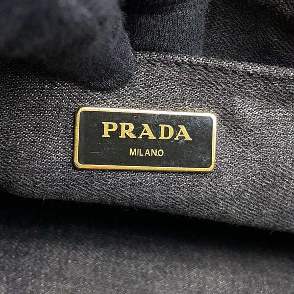 プラダ トートバッグ カナパ CANAPA ロボット デニム/レザー 1BG439 PRADA 2wayショルダーバッグ 黒
