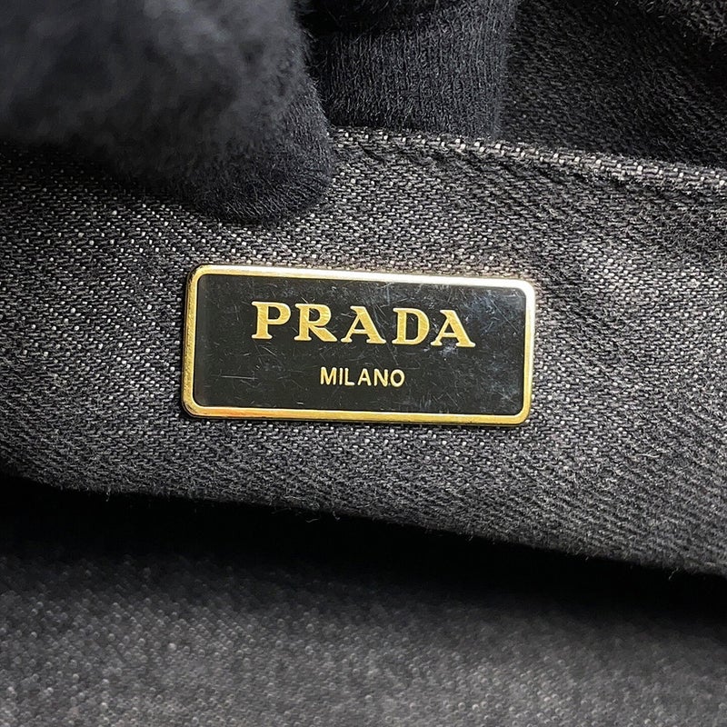プラダ トートバッグ カナパ CANAPA ロボット デニム/レザー 1BG439 PRADA 2wayショルダーバッグ 黒