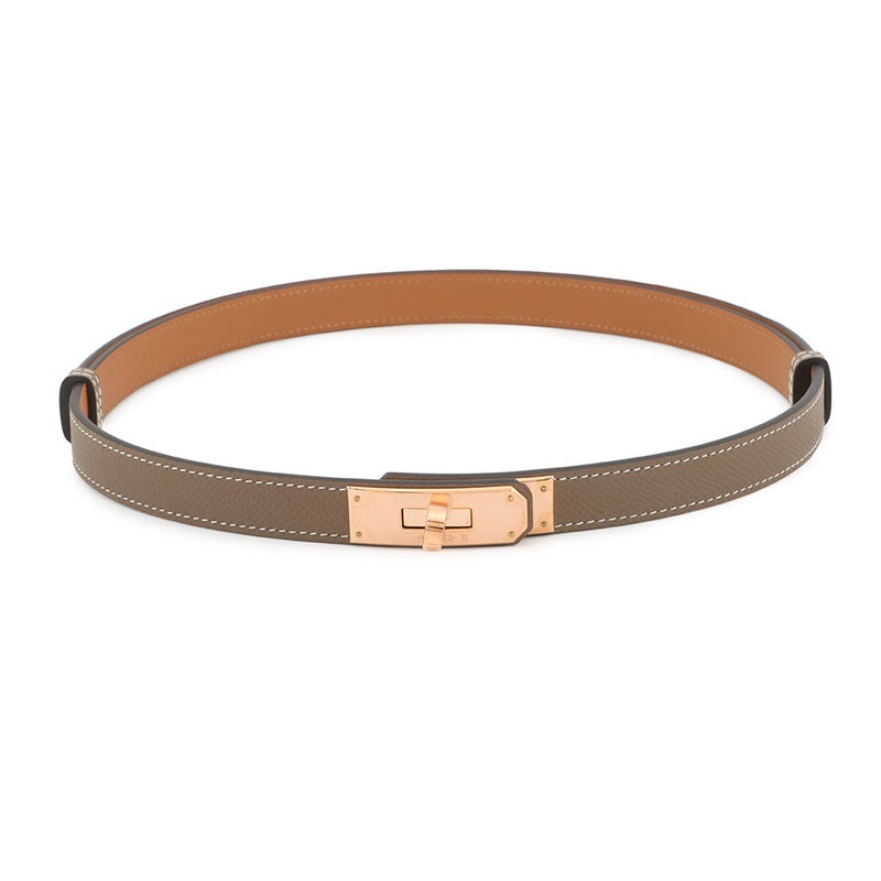 エルメス ケリーベルト エトゥープ/ピンクゴールド金具 エプソン U刻印 HERMES べルト