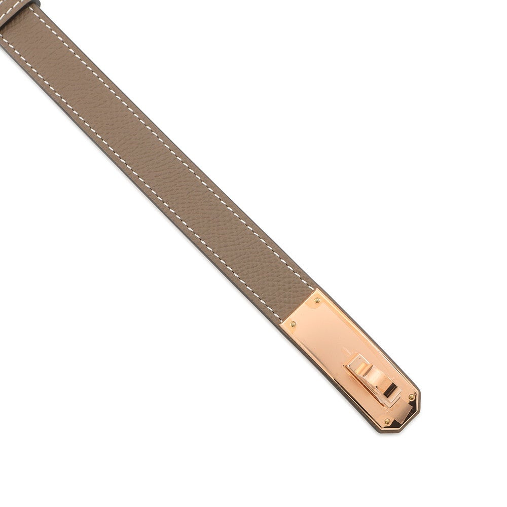 エルメス ケリーベルト エトゥープ/ピンクゴールド金具 エプソン U刻印