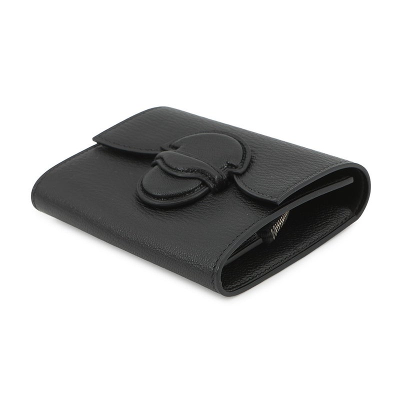 エルメス コインケース ポートフォリオ 1938-12 コンパクト ウォレット ブラック/シルバー金具 シェブルミゾル C刻印 財布 黒