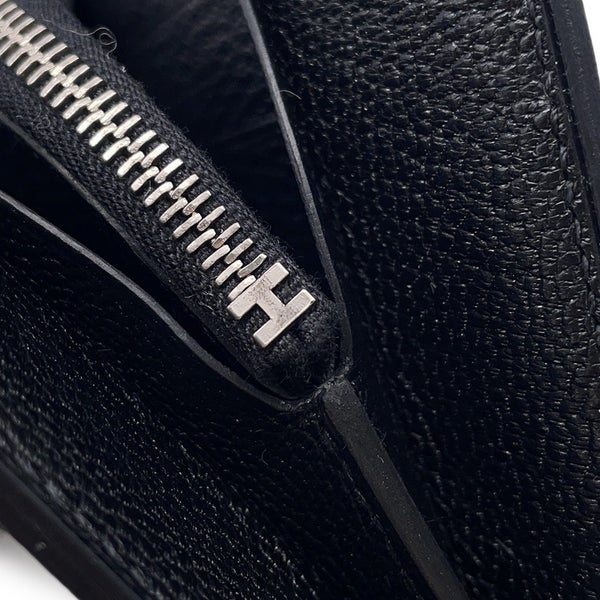 エルメス コインケース ポートフォリオ 1938-12 コンパクト ウォレット ブラック/シルバー金具 シェブルミゾル C刻印 財布 黒