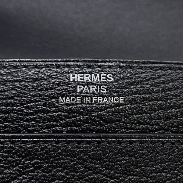 エルメス コインケース ポートフォリオ 1938-12 コンパクト ウォレット ブラック/シルバー金具 シェブルミゾル C刻印 財布 黒