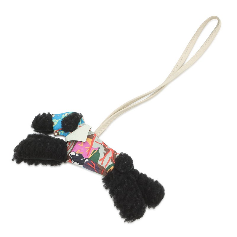 エルメス バッグチャーム バディ アロハ ブラック/クレ/ヴェールフィズ ラムスキン/ムートン  B刻印 黒