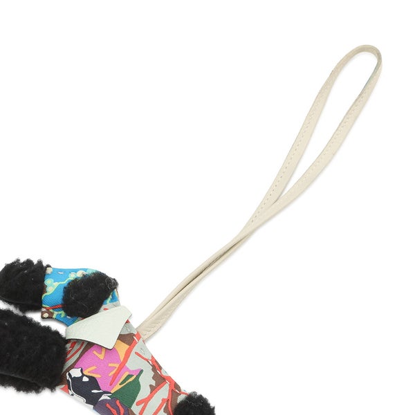 エルメス バッグチャーム バディ アロハ ブラック/クレ/ヴェールフィズ ラムスキン/ムートン  B刻印 黒