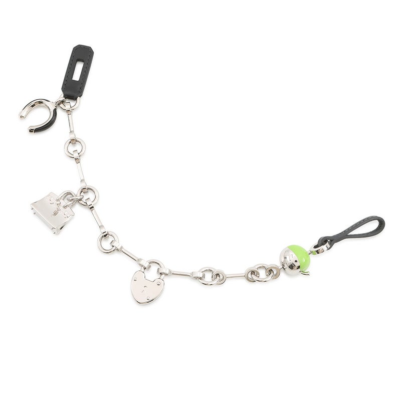 エルメス バッグチャーム ビジュー・ドゥ・バッグチャーム ブラック/グラニ/シルバー金具 メタル/ボックスカーフ 黒