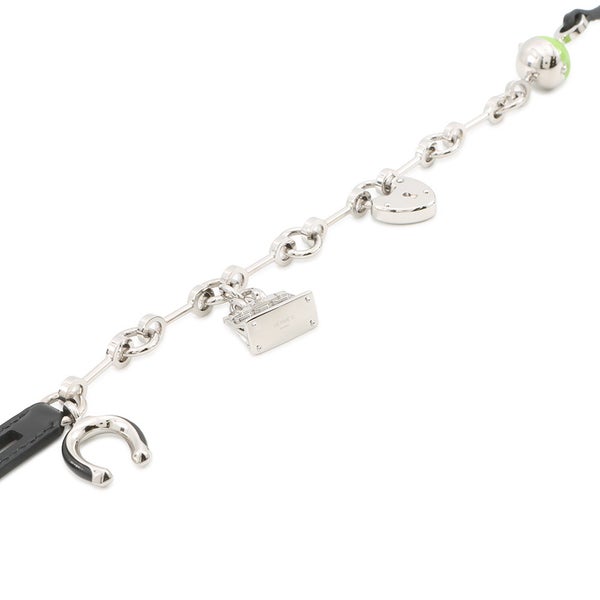 エルメス バッグチャーム ビジュー・ドゥ・バッグチャーム ブラック/グラニ/シルバー金具 メタル/ボックスカーフ 黒