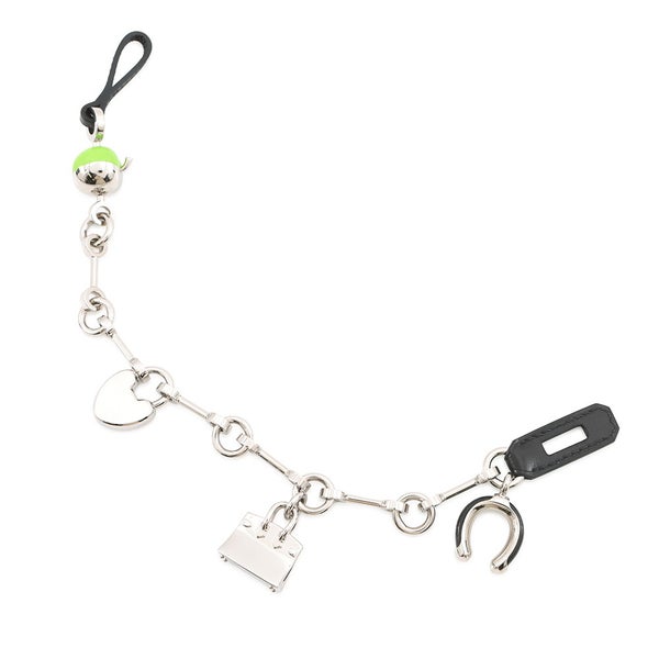 エルメス バッグチャーム ビジュー・ドゥ・バッグチャーム ブラック/グラニ/シルバー金具 メタル/ボックスカーフ 黒