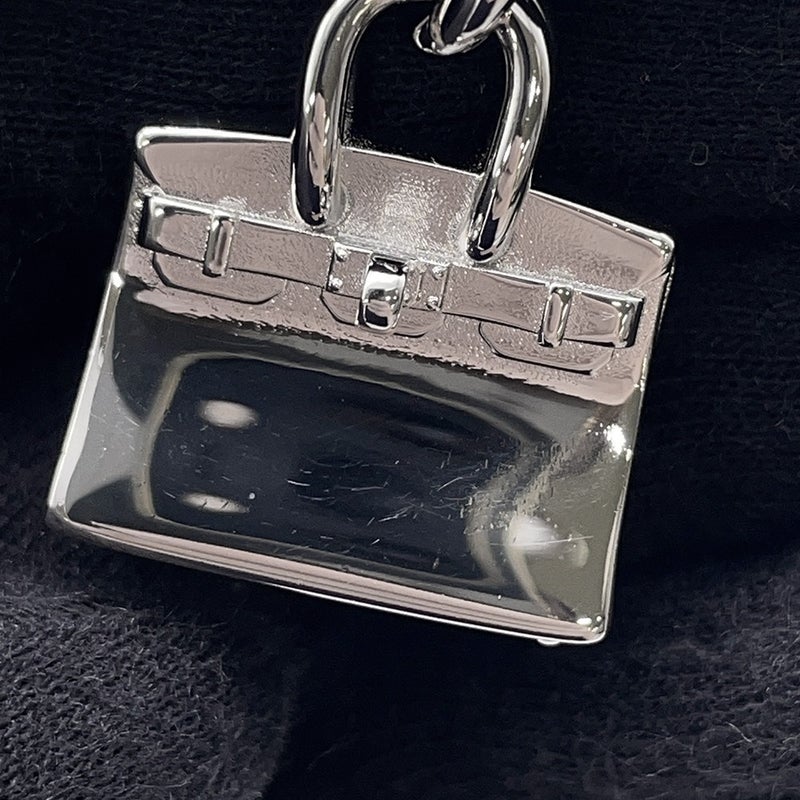 エルメス バッグチャーム ビジュー・ドゥ・バッグチャーム ブラック/グラニ/シルバー金具 メタル/ボックスカーフ 黒