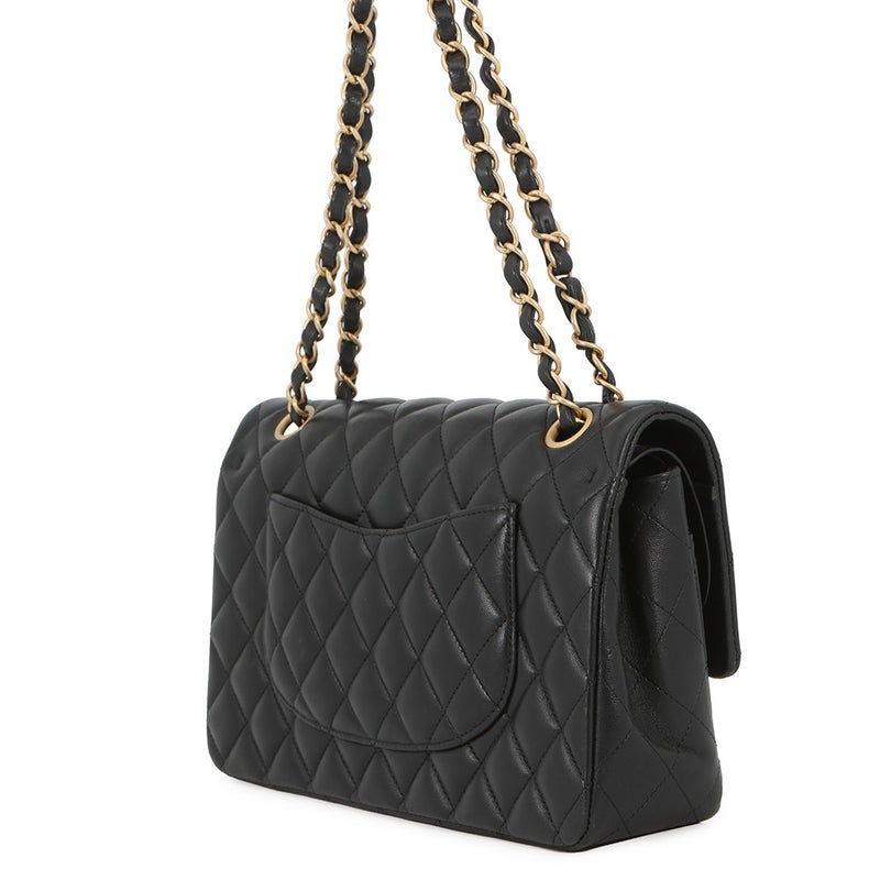 シャネル チェーンショルダーバッグ マトラッセ25 エジプトチャーム ココマーク ダブルチェーン ラムスキン A01112 黒