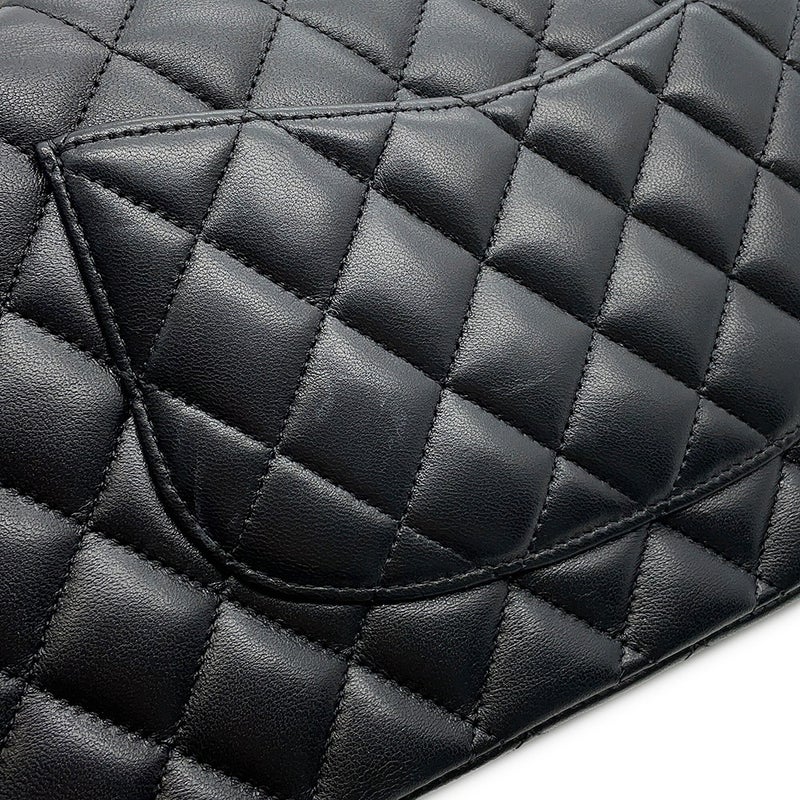 シャネル チェーンショルダーバッグ マトラッセ25 エジプトチャーム ココマーク ダブルチェーン ラムスキン A01112 黒