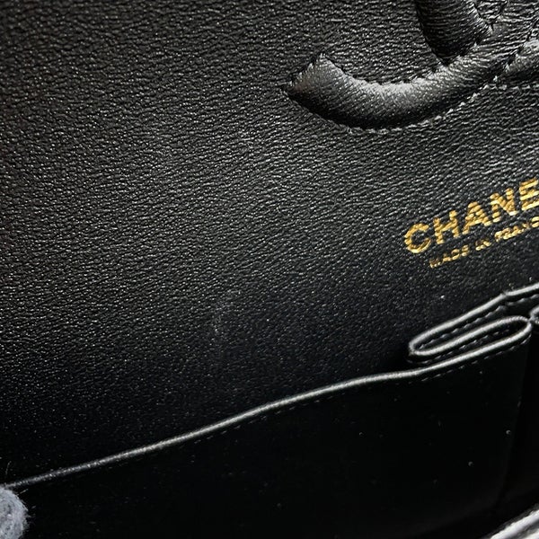 シャネル チェーンショルダーバッグ マトラッセ25 エジプトチャーム ココマーク ダブルチェーン ラムスキン A01112 黒
