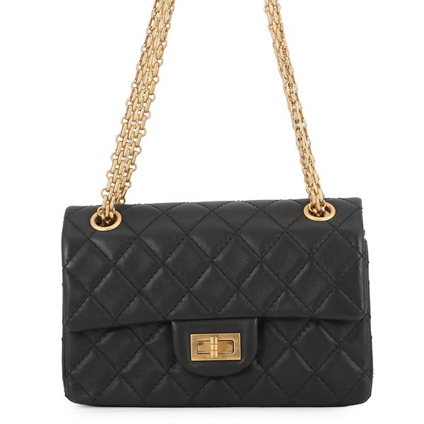 シャネル チェーンショルダーバッグ マトラッセ 2.55 ミニ レザー CHANEL 黒