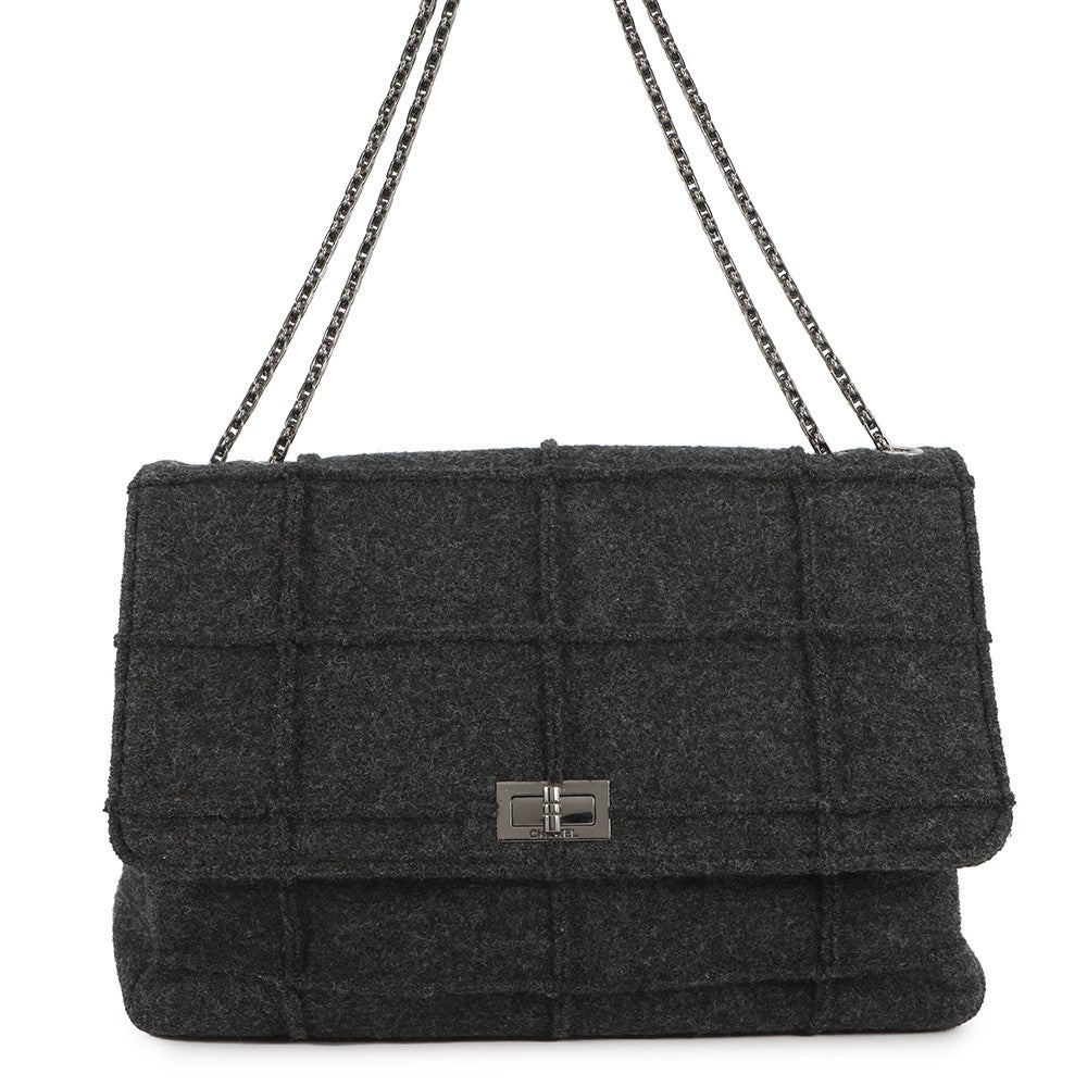 CHANEL シャネル 2.55 チョコバー チェーンバッグ ショルダーバッグ 肩掛け フェルト ブラック 黒 シルバー金具 CHANEL（シャネル） 2.55 チョコバー チェーンバッグ ショルダーバッグ