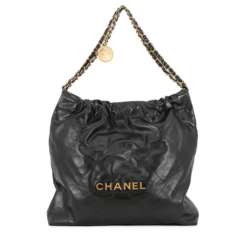 シャネル ハンドバッグ シャネル22 シャイニーカーフレザー AS3261 CHANEL 黒