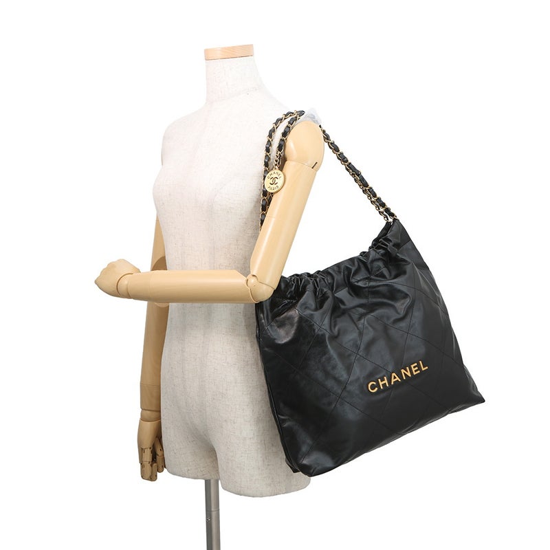 シャネル ハンドバッグ シャネル22 シャイニーカーフレザー AS3261 CHANEL 黒