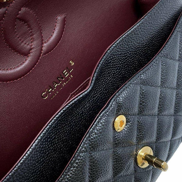 シャネル チェーンショルダーバッグ マトラッセ25 ココマーク キャビアスキン ダブルチェーン A01112 CHANEL 黒