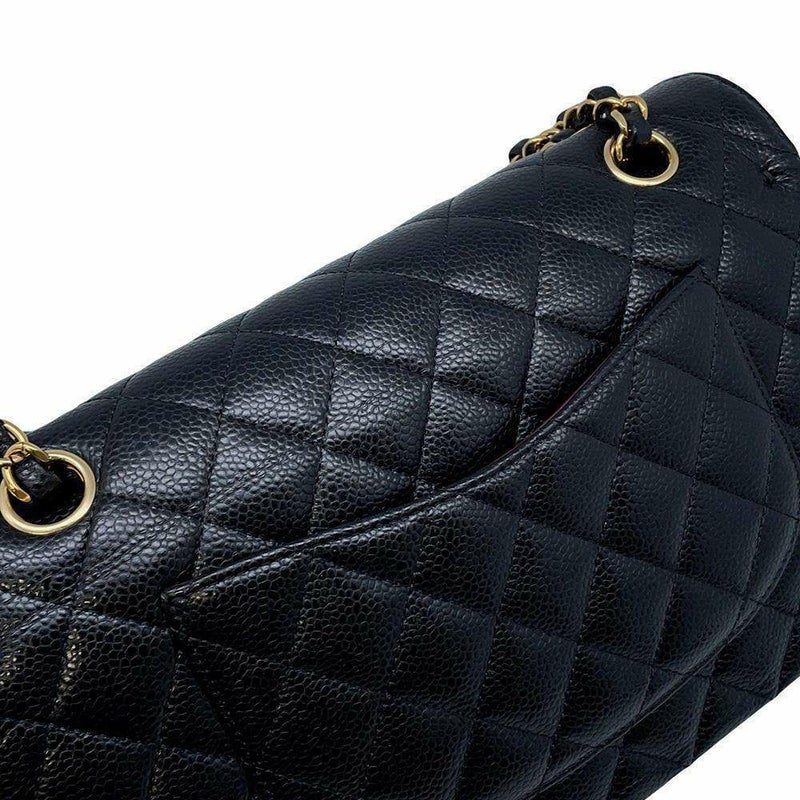 シャネル チェーンショルダーバッグ マトラッセ25 ココマーク キャビアスキン ダブルチェーン A01112 CHANEL 黒