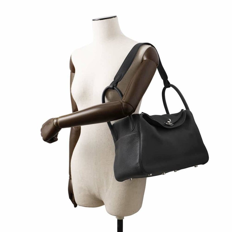 エルメス ハンドバッグ リンディ30 ブラック/シルバー金具 トリヨンクレマンス C刻印 2wayショルダー 黒