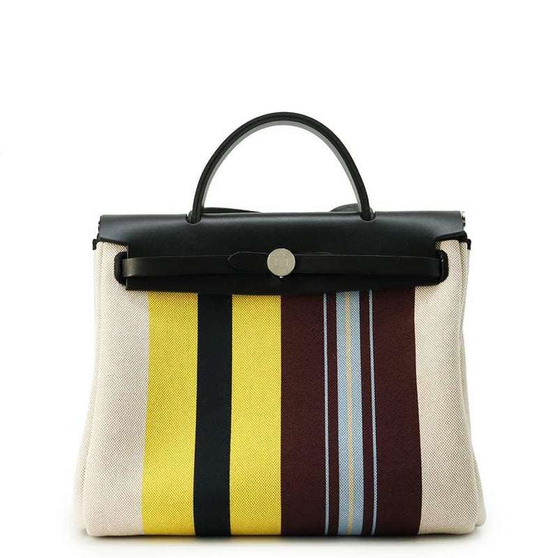 エルメス エールバッグジップPM ルトゥルネ レイユール・デキパージュ ブラック/エクリュ/シルバー金具 トワルアッシュ W刻印