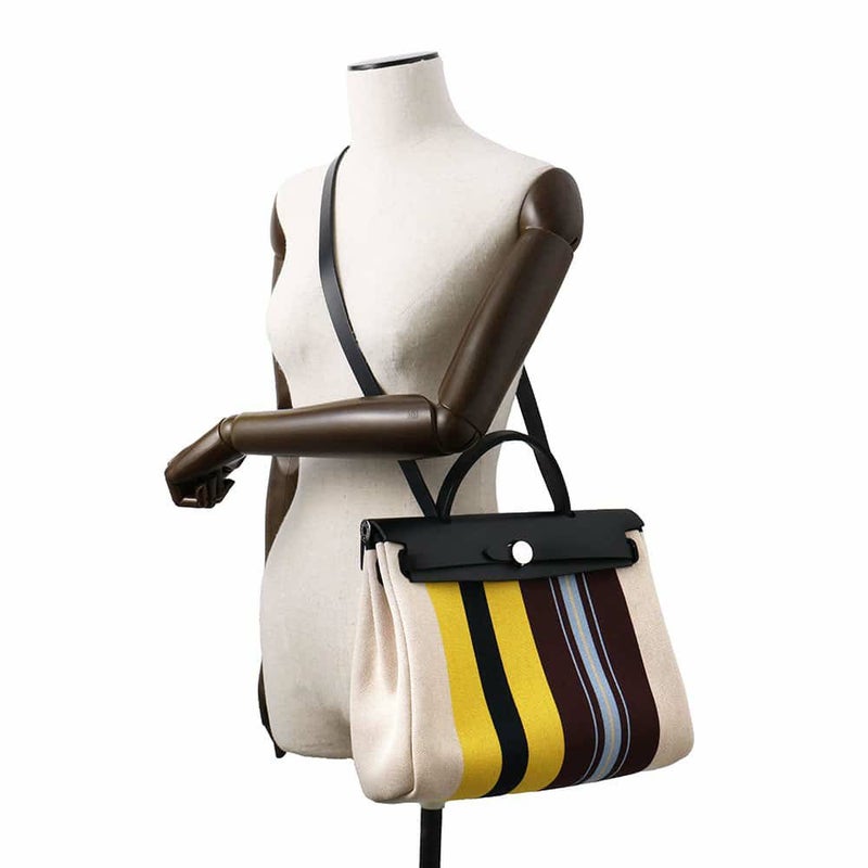 エルメス エールバッグジップPM ルトゥルネ レイユール・デキパージュ ブラック/エクリュ/シルバー金具 トワルアッシュ W刻印