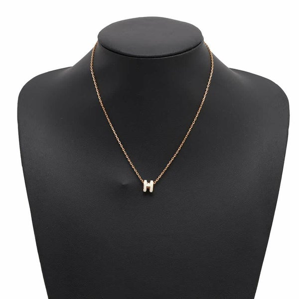 エルメス ネックレス ミニ・ポップアッシュ ホワイト/ピンクゴールド金具 HERMES アクセサリー